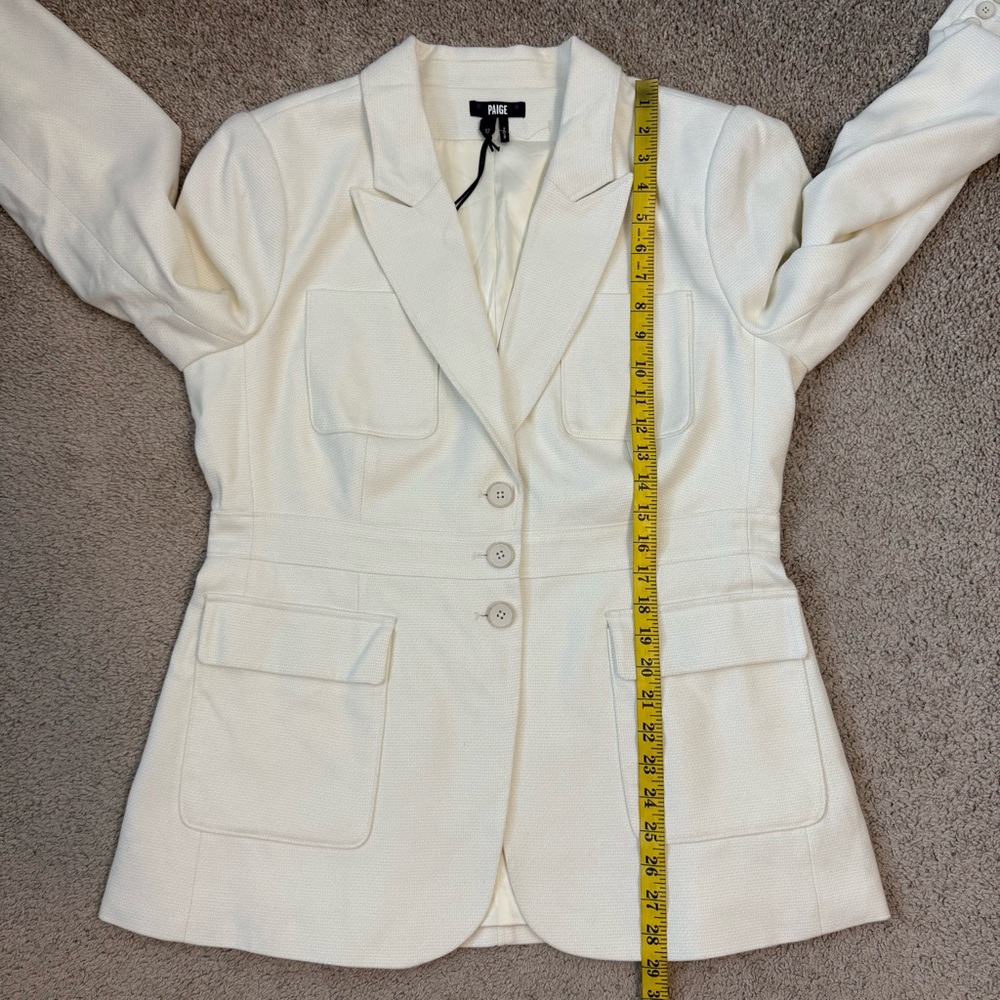 PAIGE Shania Peak Lapel Blazer Ivory Tonal 12 - Picture 12 of 12